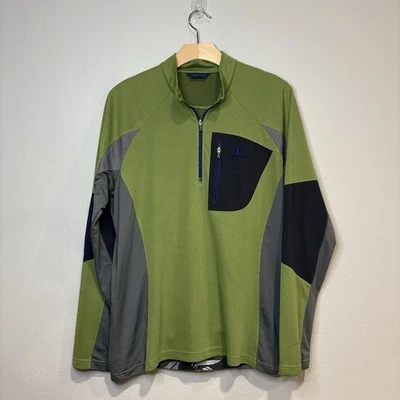 Chaqueta Ciclismo Cremallera Completa Capa Base Pullover Para Hombres XL Verde Gris Cremallera Bolsillo en el Pecho Foto 1 de 4