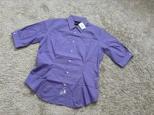 NWT Ralph Lauren Women’s Purple Button Down Short Sleeve Shirt Size 8 - Picture 1 of 9