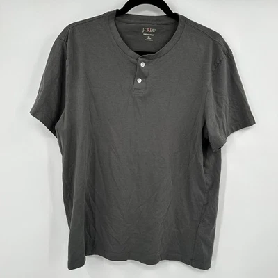Camiseta de gamuza J Crew Henley para hombre gris medio calce clásico manga corta Foto 1 de 4