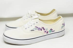 Vans bestickt Pastell Blumen/Marshmallow Low Top Damen 9,5 Herren 8 - Bild 1 von 9