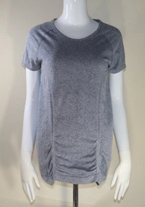 Athleta Gray Space Dye Ruched Short Sleeve Top Medium - Picture 1 of 8