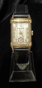 Vintage Bulova Tank Watch Unisex 21mm 10K Gold Filled Art Deco Manual Wind Strap - Picture 1 of 13