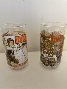 1983 Star Wars Burger King Coca Cola Ewok & Hans Solo Return of the Jedi Glasses - Picture 1 of 6