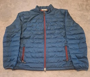 Giacca imbottita leggera trapuntata Peter Millar blu con bordo rosso taglia large - Foto 1 di 12