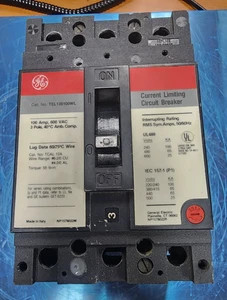 🤠 GE GENERAL ELECTRIC 100 AMP CIRCUIT BREAKER 600 VAC 3 POLE TEL136100WL - Picture 1 of 7