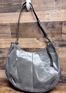 FRYE - Melissa Scooped Leather Hobo Bag - Carbon Gray - NWOT - Picture 1 of 7