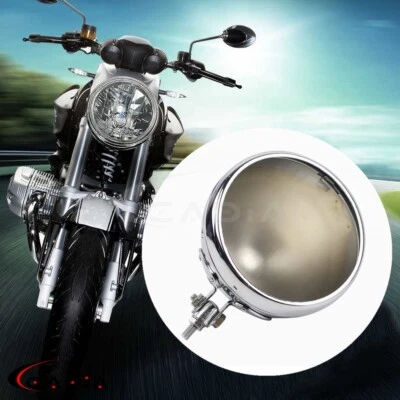 7" Motorcycle Headlight Chrome Housing Lamp Bucket For Harley Chopper Cafe Racer — 第 1/4 张图片