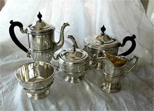 Birk's Sterling Silver Tea Coffee Set 5 Pieces REGENCY - EMPIRE 2745 gr. - Picture 1 of 12