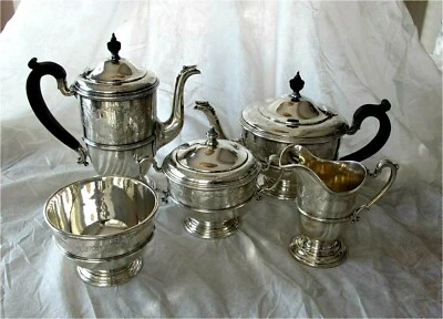 Juego de café té Birk's plata de ley 5 piezas REGENCY - EMPIRE 2745 gr. Foto 1 de 4