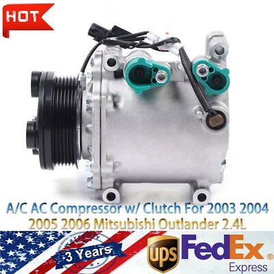 A/C AC Compressor w/ Clutch For 2003 2004 2005 2006 Mitsubishi Outlander 2.4L - Image 1 of 4