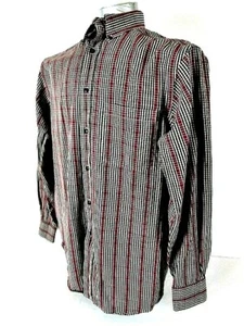 ROUNDTREE & YORKE Herren Medium L/S ROT SCHWARZ KARIERT TASCHE GEKNÖPFT HEMD S)pm1 - Bild 1 von 9