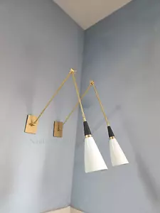 Diabolo Wall Sconces Italian Modern Stilnovo Style Set of Two Wall Light lamps - Picture 1 of 5