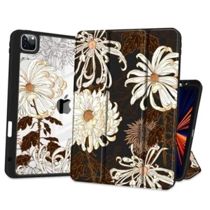 Case for iPad Pro 12.9 Case M2 6th/5th/4th/3rd Generation White Chrysanthemums - Picture 1 of 8