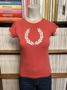 Vintage Fred Perry Ladies 6 8 XS Top T-Shirt Baby Logo Fitted Cropped 1990s Y2K - Picture 1 of 9