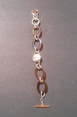 PULSERA LIZ CLAIBORNE CAPARAZÓN DE TORTUGA Y ESLABONES TONO DORADO Foto 1 de 4