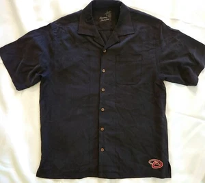 TOMMY BAHAMA Silk AZ D BACKS Black Diamondbacks Textured Print Large Camp Shirt - Picture 1 of 9