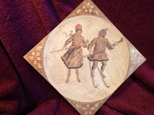ANTIQUE dated 1906 PAINTED HANDMADE WOOD / PLYWOOD PLATE SAMI SWEDEN / FINLAND - Picture 1 of 8