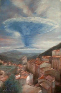 Quadro dipinto a mano olio su tela moderno arte contemporanea arredo casa ETNA - Foto 1 di 8