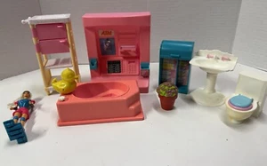 Mattel Barbie 1995 weiße Badewanne & Ducky Spielzeug Badezimmer Puppenhaus Kelly Möbel - Bild 1 von 6