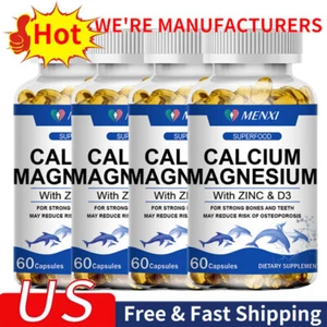 Calcium Magnesium Zinc with Vitamin D3 Capsules Bone Health Muscle Improvement - Picture 1 of 12
