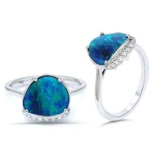 Ausgefallener Boulder Opal 1,84 Karat Ring in 14 Karat Weißgold mit Diamant Akzent (54842) - Bild 1 von 5