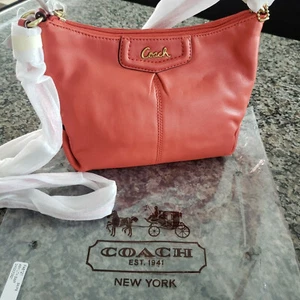 NWT Coach Ashley Leather Swingpack Crossbody Bag F48121 Persimmon Orange  - Picture 1 of 8