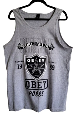 OBEY Vandals Street Savages Obey Posse Large Muscle Men's Tank Top T-Shirt  - Image 1 of 4