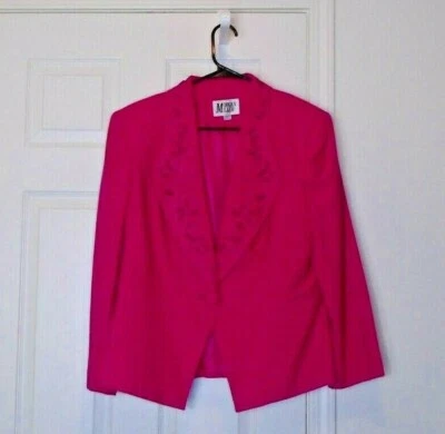 复古 80 年代女式 Morgan Miller 红色鸡尾酒夹克西装外套 16 码 — 第 1/2 张图片