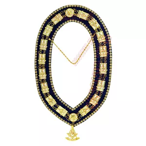 Cuello de cadena de metal Masonic Past Master respaldo azul con diamantes de imitación + jeje gratis - Imagen 1 de 6