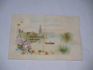 CHROMO PUBLICITAIRE ROSES RIVIÈRE FEMME SUR BARQUE C 531 - Imagen 1 de 1