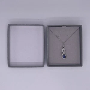 Zales White & Blue Sapphire Infinity Overlay Pendant In Sterling Silver Chain - Picture 1 of 5