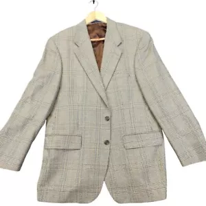 CHAPS Ralph Lauren brown 100% wool plaid sport coat blazer made in Canada Sz42R - Picture 1 of 8