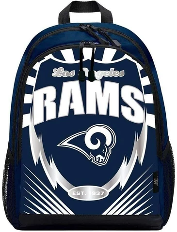 NFL Los Angeles Rams lightning Backpack, Team Colors Large Size School Bag Cover