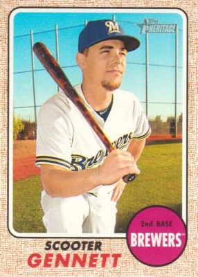 2017 Topps Heritage #262 Scooter Gennett Milwaukee Brewers - Image 1 of 2