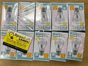10 X GLS HALOGEN LIGHT BULBS 28W BC B22 CROMPTON HALOGEN ENERGY SAVING DIMMABLE - Picture 1 of 3