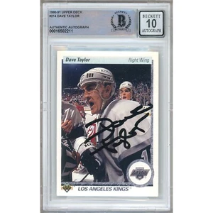 1990-91 Upper Deck #214 Dave Taylor Signed Card AUTO 10 Beckett Slabbed LA Kings - Picture 1 of 5