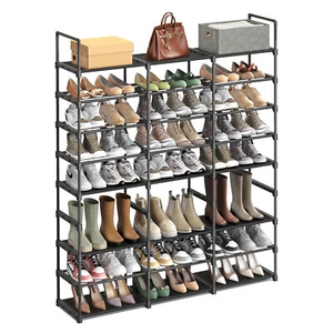 Metal Shoe Rack Organizer Storage Adjustable Shoes Shelves Stackable Standing - Picture 1 of 19