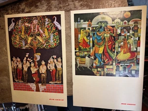 2 Vintage Air India Airline Illustrated Flight Folder Menus 1972 1974 - Picture 1 of 4