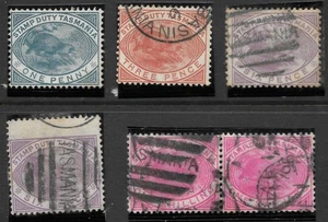 TASMANIA. 1880.  A Selection of 6 Postal Fiscal Issues. Generally Fine Condition - Picture 1 of 2