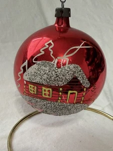 Vintage Fantasia Polen handbemalt rot Glitzer Christbaumschmuck 2,75 Zoll - Bild 1 von 3