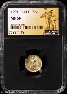 1991 $5 1/10 oz American Gold Eagle NGC MS 69 | Uncirculated UNC BU - Picture 1 of 4