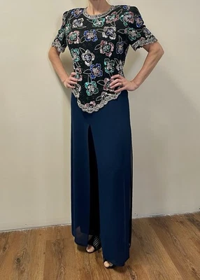 Vintage Laurence Kazar New York Sequin Beaded Exquisite 100% SILK lining XL Top - Image 1 of 4