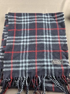 Burberry Burberrys vintage Scarf classic Nova check Lambswool Blue color Unisex - Picture 1 of 6