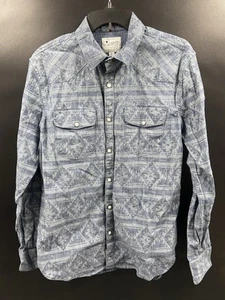 VTG Lucky Brand Southwestern Pearl Snap Denim Shirt Long Sleeve Blue Medium M - Picture 1 of 5
