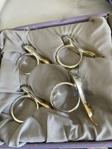 Set of 4 vintage cute Silver Gold Tone eggplant napkin rings holders With Box - Picture 1 of 3