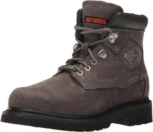 Harley Davidson Womens BAYPORT Motorcycle Lace Up Charcoal Grey Leather Boots - Picture 1 of 7