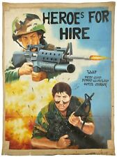 Ghana movie poster African cinema outsider art hand painted HEROES FOR HIRE