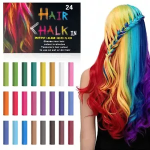 Haarkreide, 24 Farben Set Haar Kreide Für Mädchen, Temporäre Haarfarbe Kinder Er - Bild 1 von 9