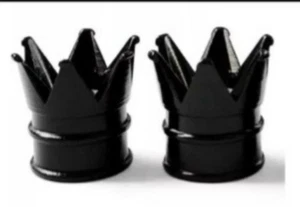 BMX CROWN SCHRADER VALVE CAPS - PAIR BLACK - Picture 1 of 1