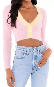 FOR LOVE & LEMONS Women’s SHEILA CROPPED CARDIGAN FURY V NECK LONG SLEEVE sz XS - Picture 1 of 10